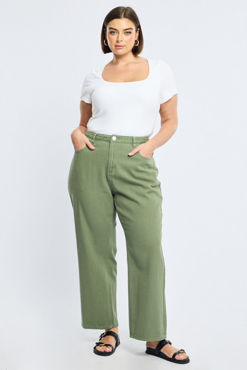 Green Wide Leg Jean for YouandAll Fashion