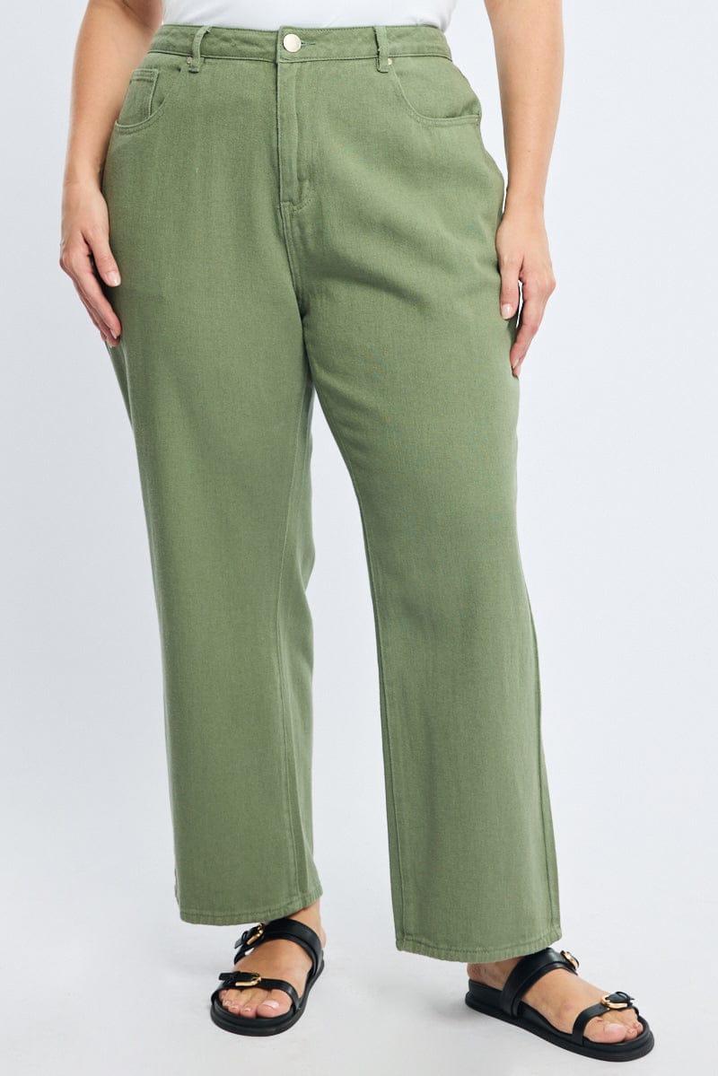 Green Wide Leg Jean for YouandAll Fashion