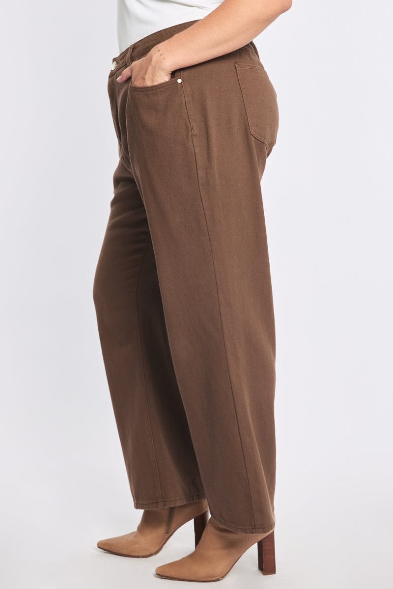 Brown Wide Leg Jeans Mid Rise for YouandAll Fashion