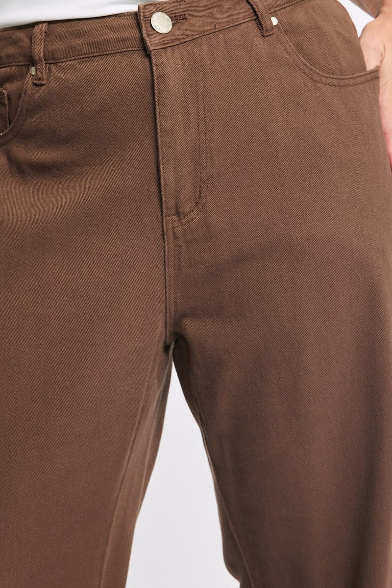 Brown Wide Leg Jeans Mid Rise for YouandAll Fashion