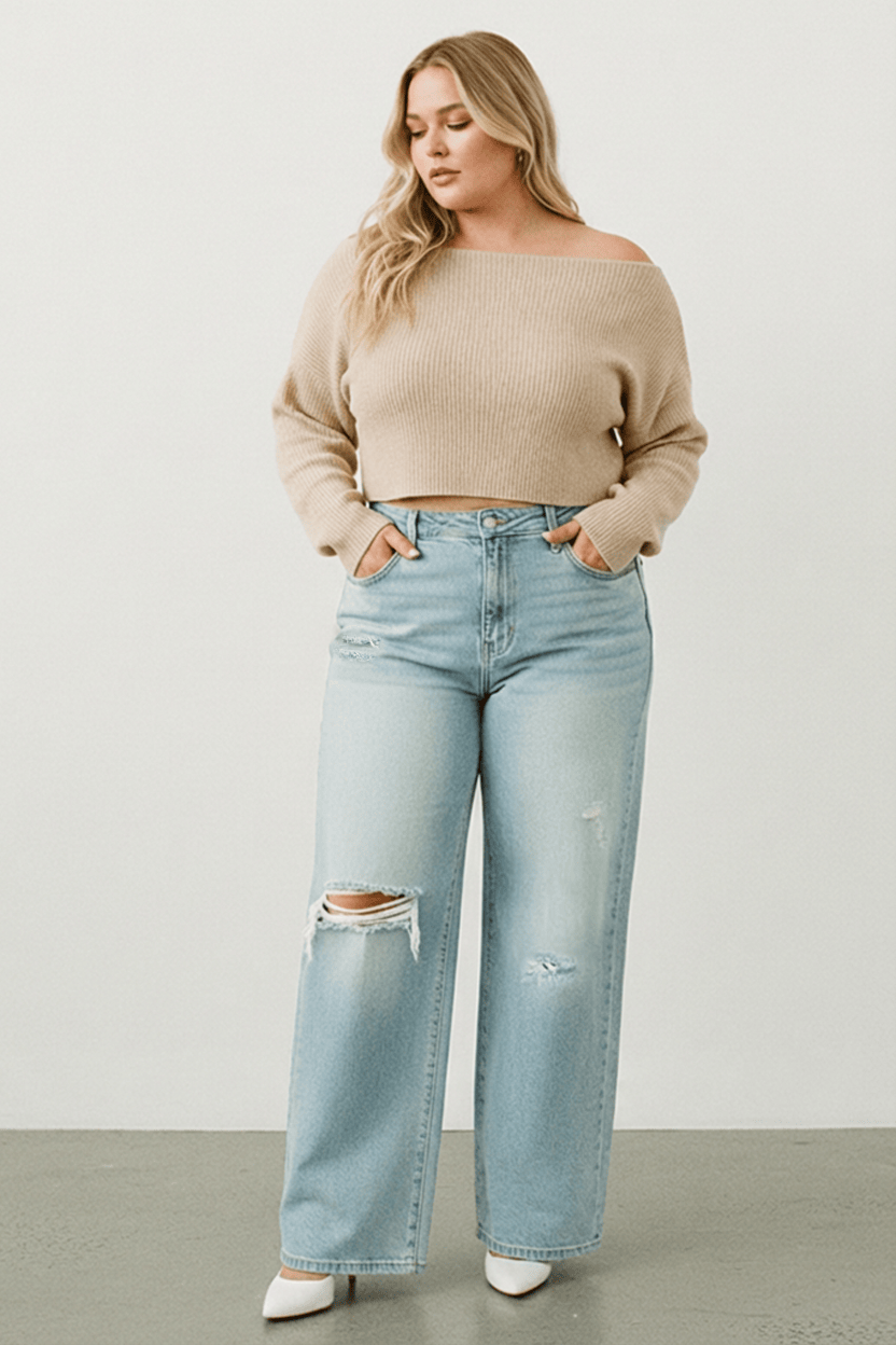 Denim Baggy Jeans Mid Rise for YouandAll Fashion