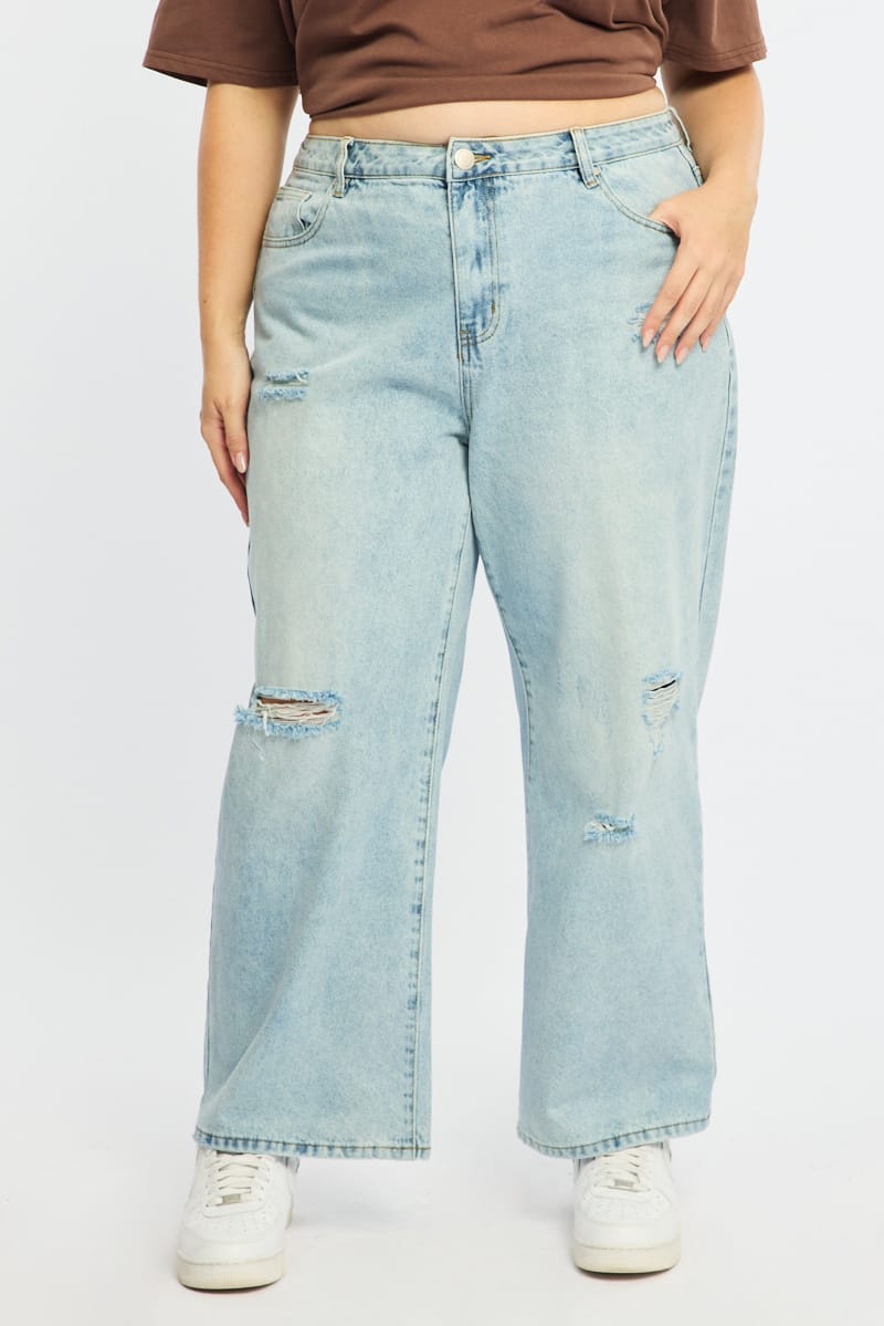 Denim Baggy Jeans Mid Rise for YouandAll Fashion