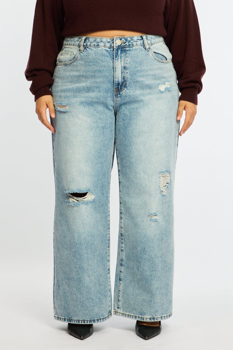 Denim Baggy Jeans Mid Rise for YouandAll Fashion