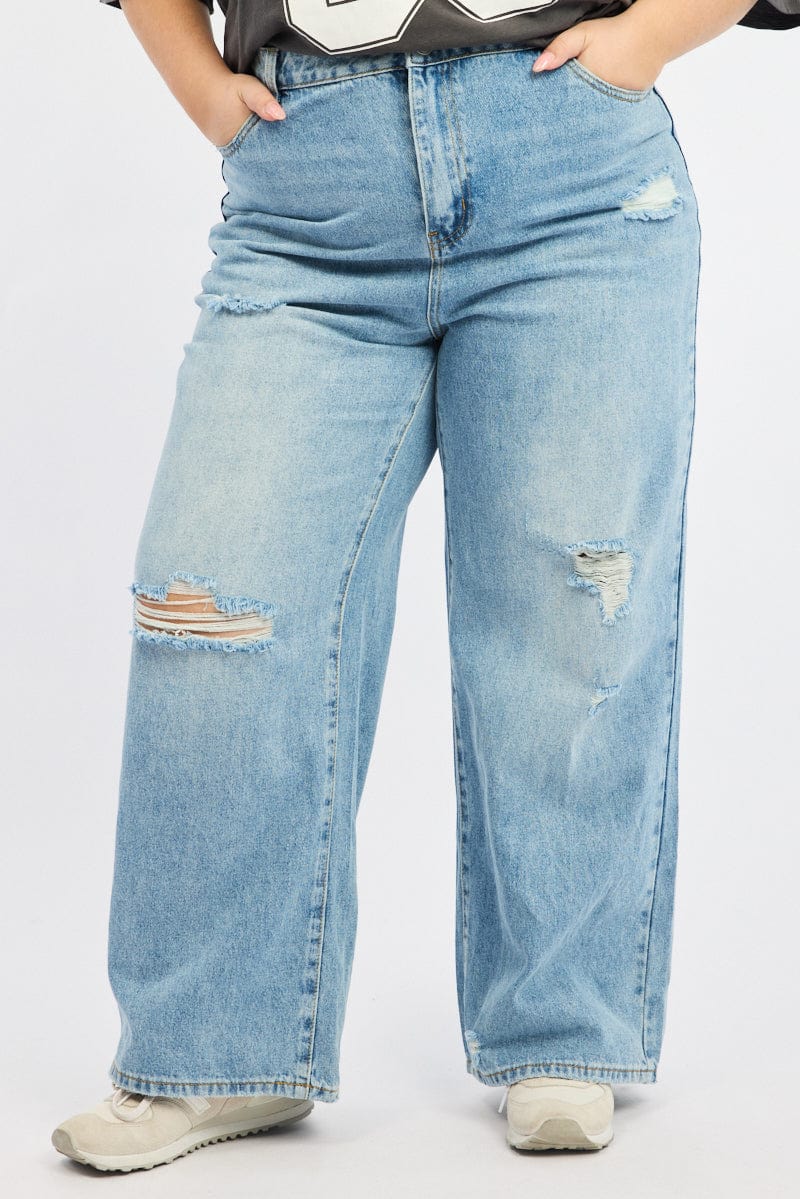 Denim Baggy Jeans Mid Rise for YouandAll Fashion