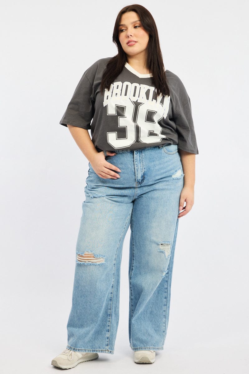 Denim Baggy Jeans Mid Rise for YouandAll Fashion