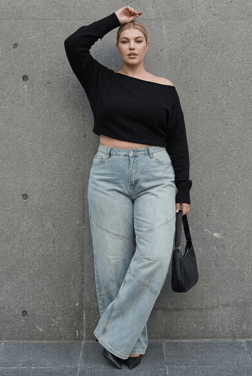 Denim Barrel Jeans Low Rise for YouandAll Fashion