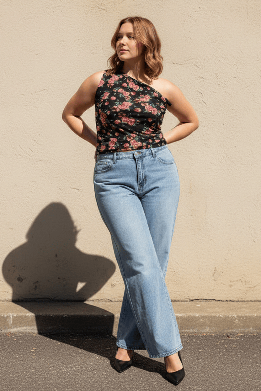 Denim Baggy Jeans Mid Rise