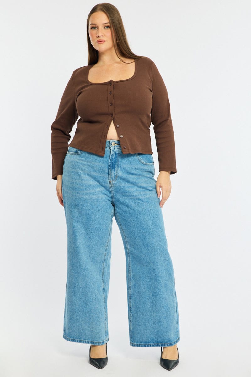 Denim Wide Leg Jean High Rise for YouandAll Fashion