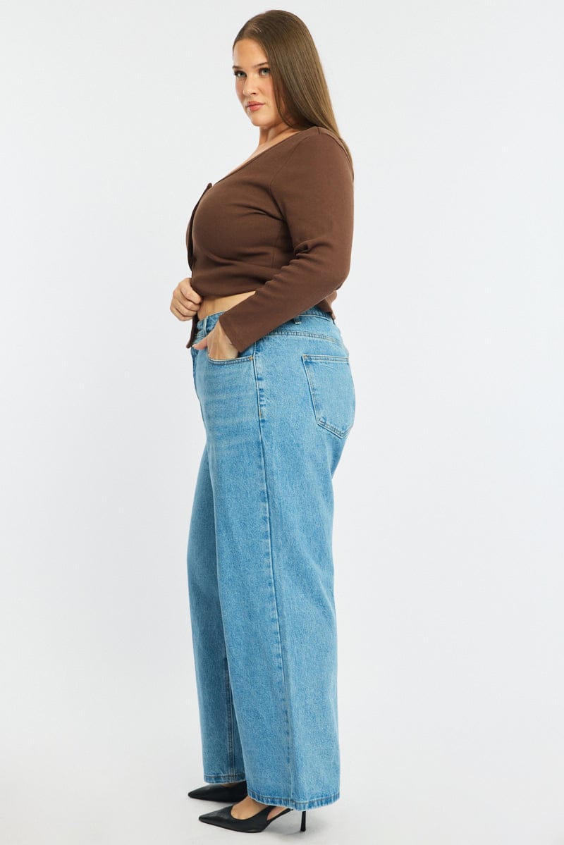 Denim Wide Leg Jean High Rise for YouandAll Fashion