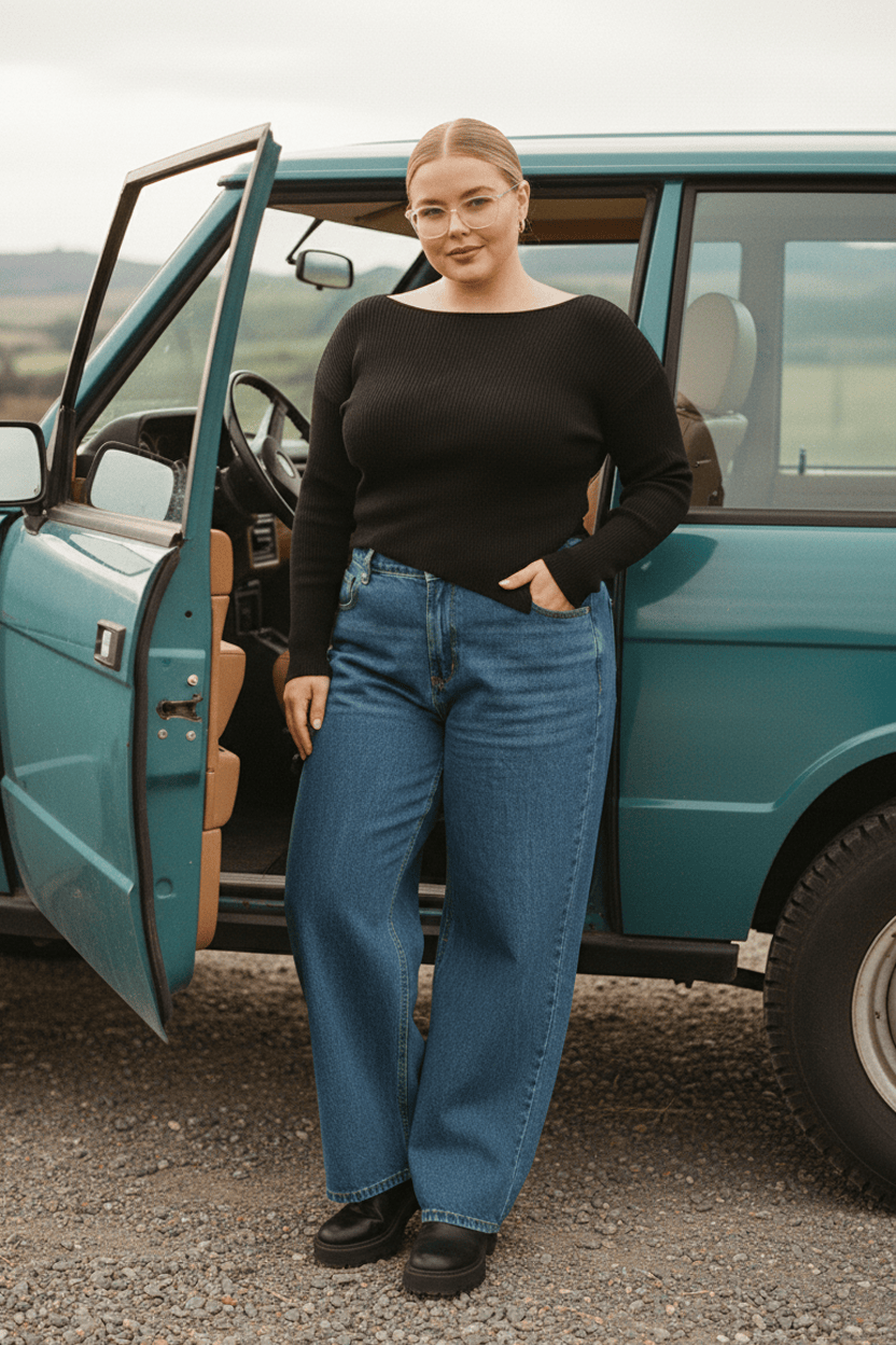 Denim Wide Leg Jean High Rise for YouandAll Fashion