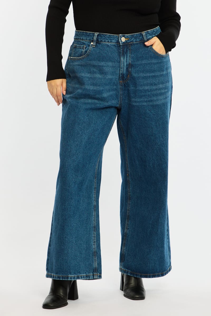 Denim Wide Leg Jean High Rise for YouandAll Fashion