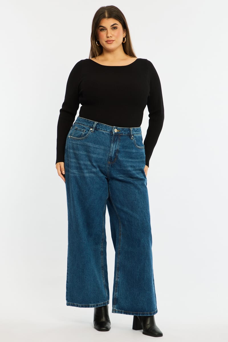 Denim Wide Leg Jean High Rise for YouandAll Fashion