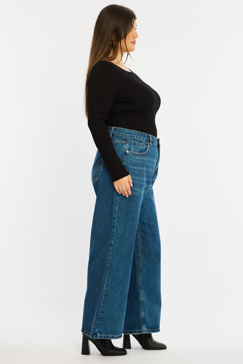 Denim Wide Leg Jean High Rise for YouandAll Fashion