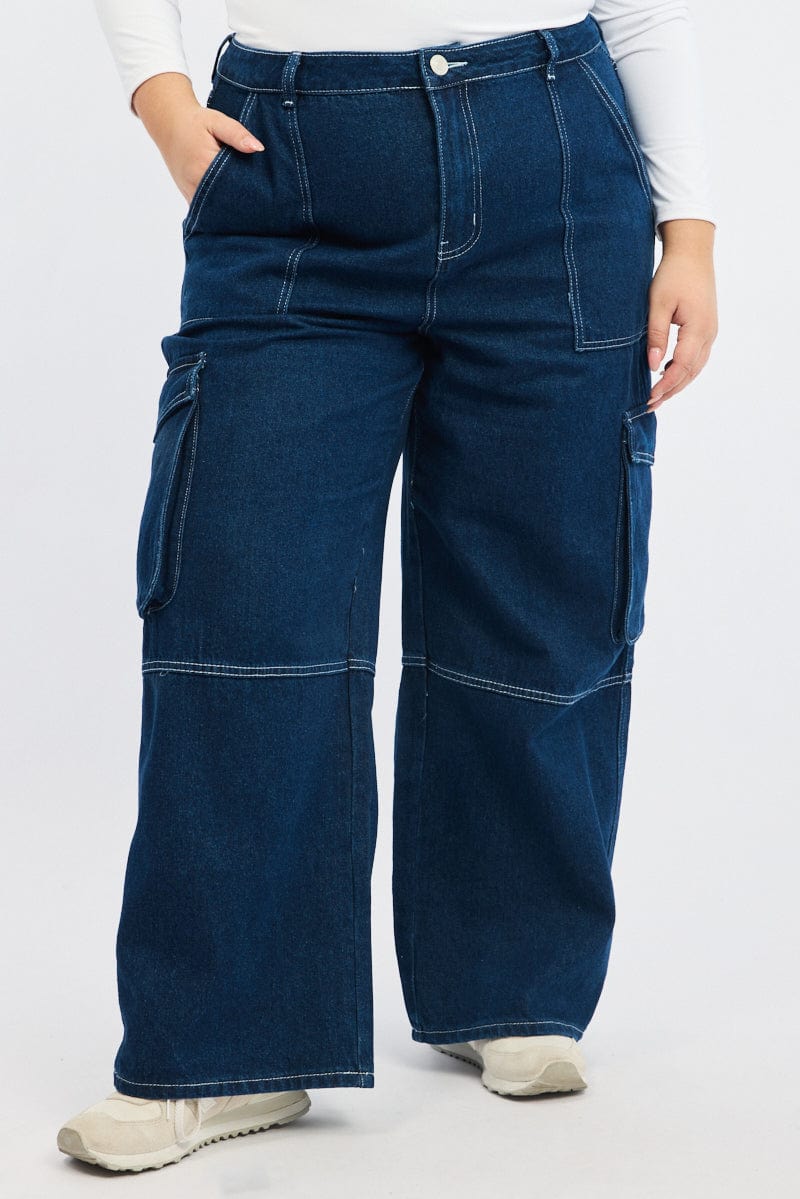 Denim Cargo Jeans Mid Rise for YouandAll Fashion