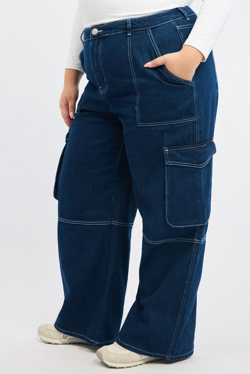 Denim Cargo Jeans Mid Rise for YouandAll Fashion