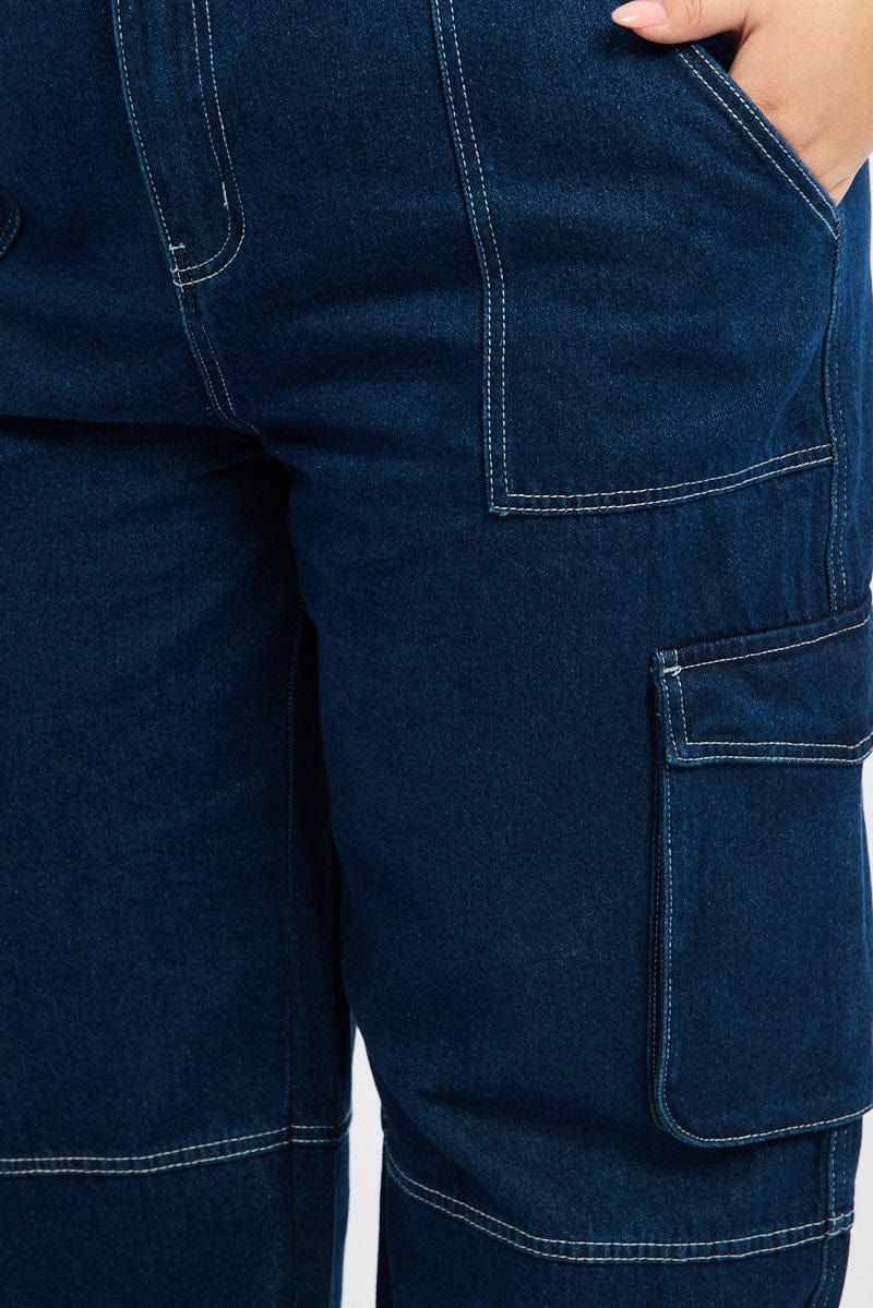 Denim Cargo Jeans Mid Rise for YouandAll Fashion