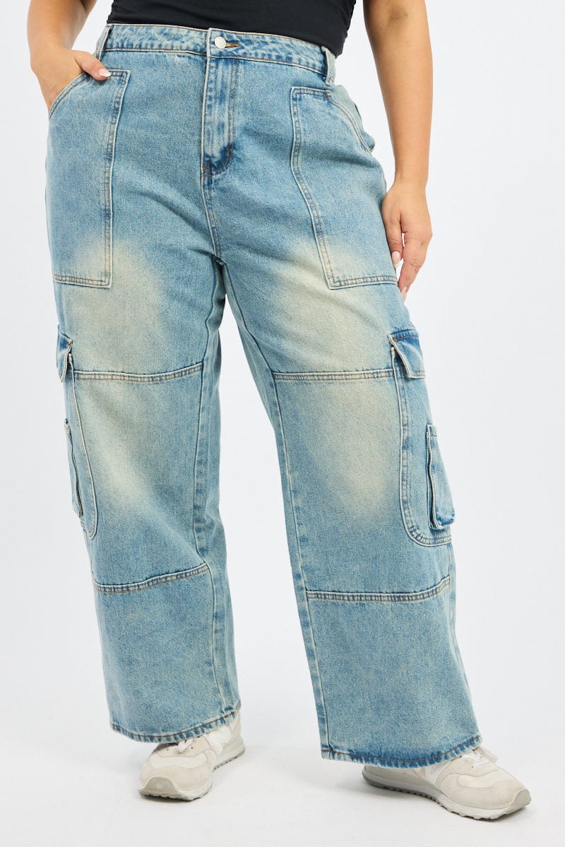 Denim Cargo Jeans Mid Rise for YouandAll Fashion