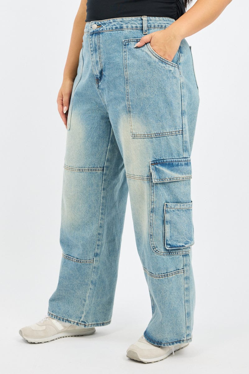 Denim Cargo Jeans Mid Rise for YouandAll Fashion