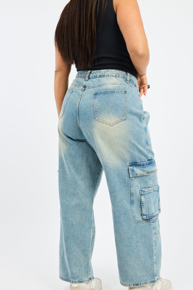 Denim Cargo Jeans Mid Rise for YouandAll Fashion