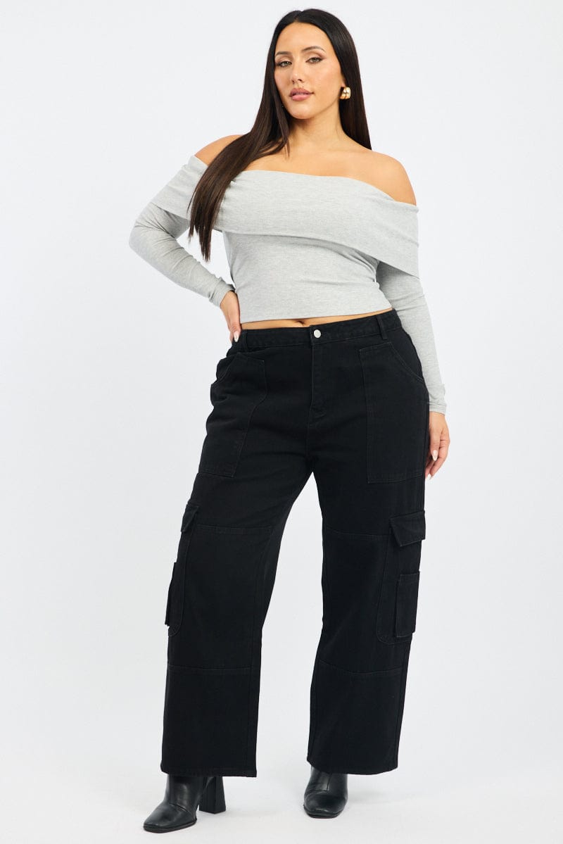 Black Cargo Jeans Mid Rise for YouandAll Fashion