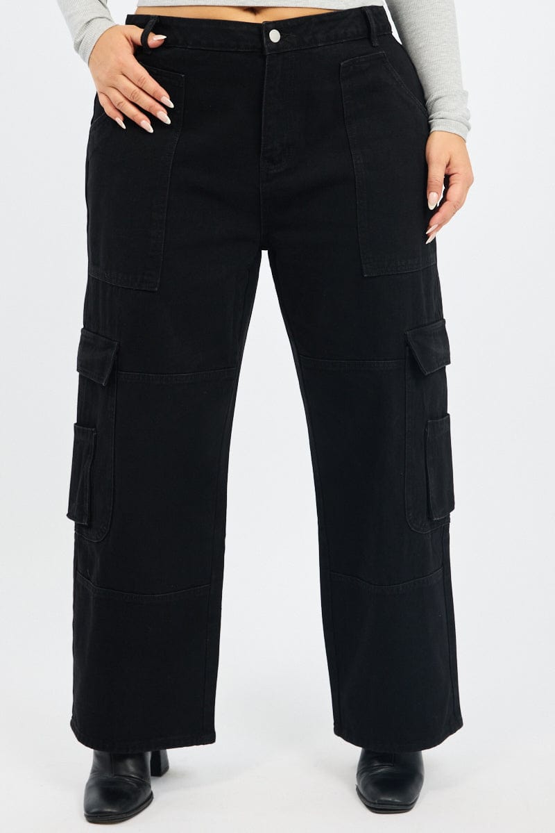 Black Cargo Jeans Mid Rise for YouandAll Fashion