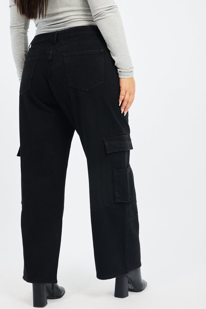 Black Cargo Jeans Mid Rise for YouandAll Fashion