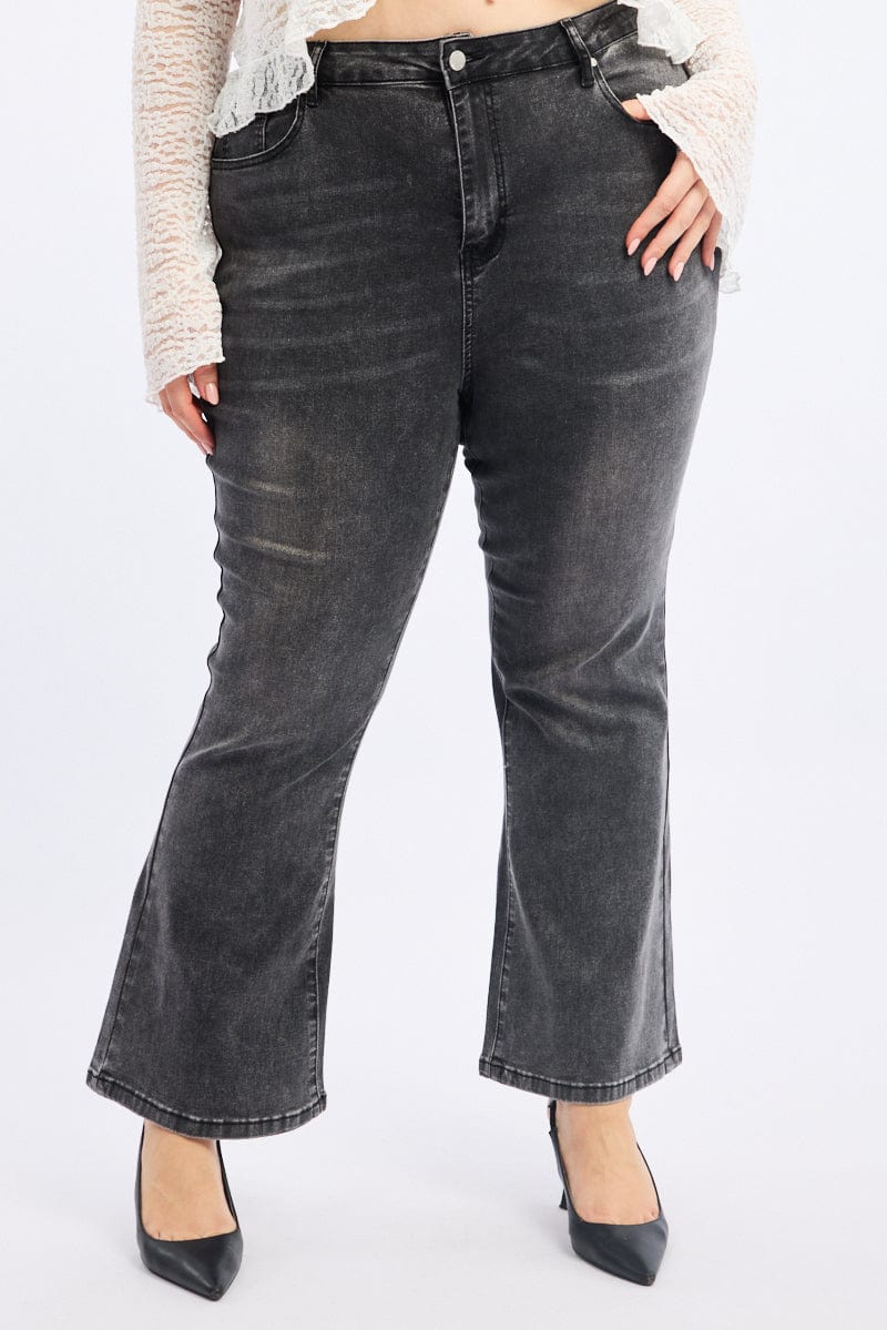 Grey Flare Jeans Mid Rise for YouandAll Fashion