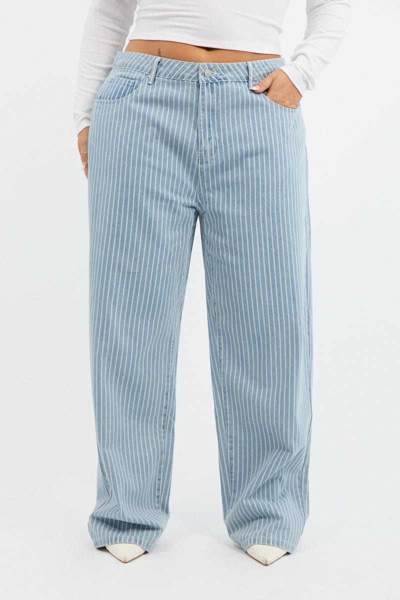 Denim Baggy Jeans Pinstripe for YouandAll Fashion