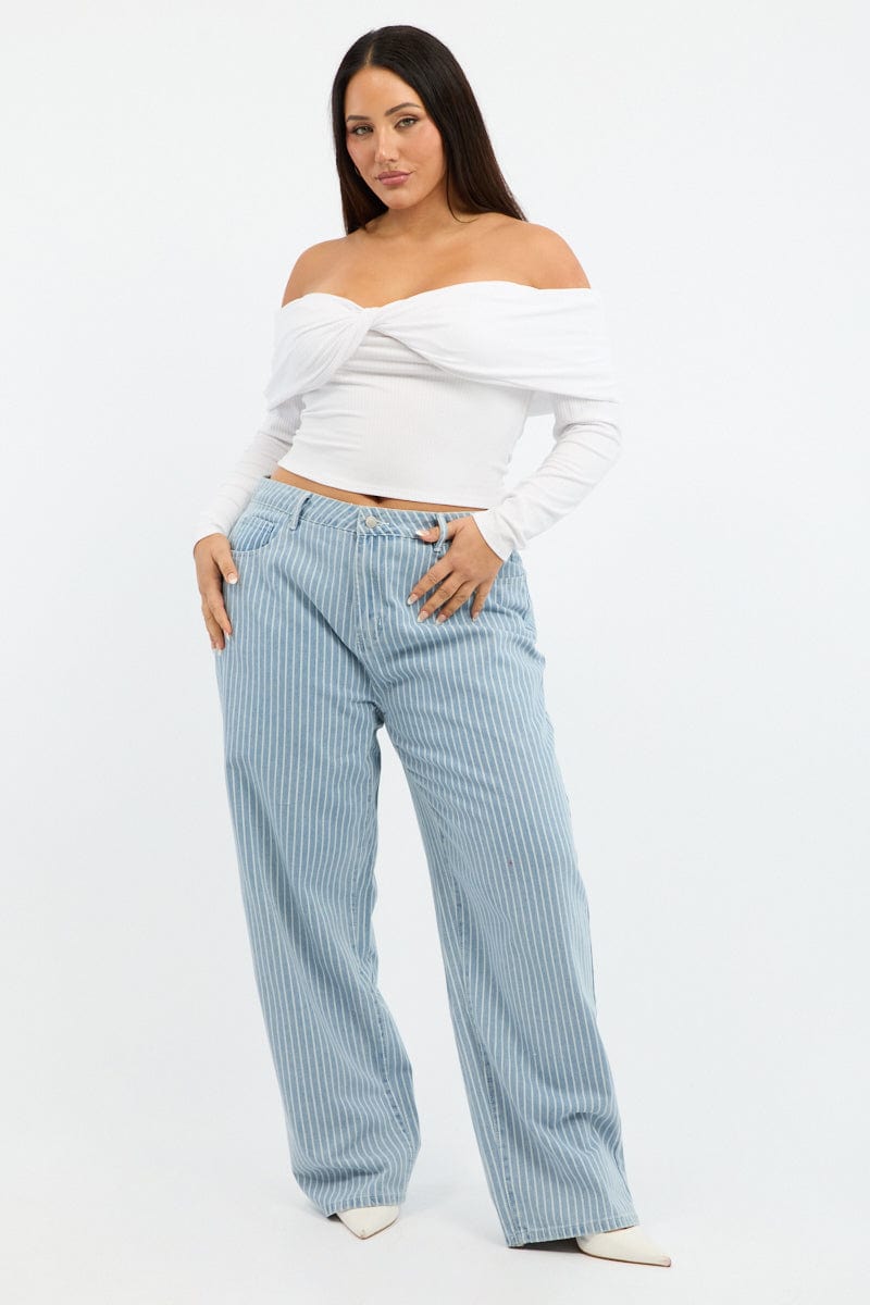 Denim Baggy Jeans Pinstripe for YouandAll Fashion