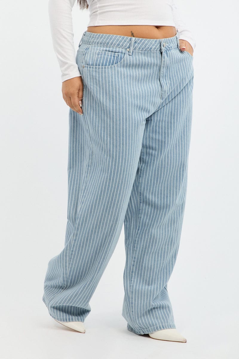 Denim Baggy Jeans Pinstripe for YouandAll Fashion