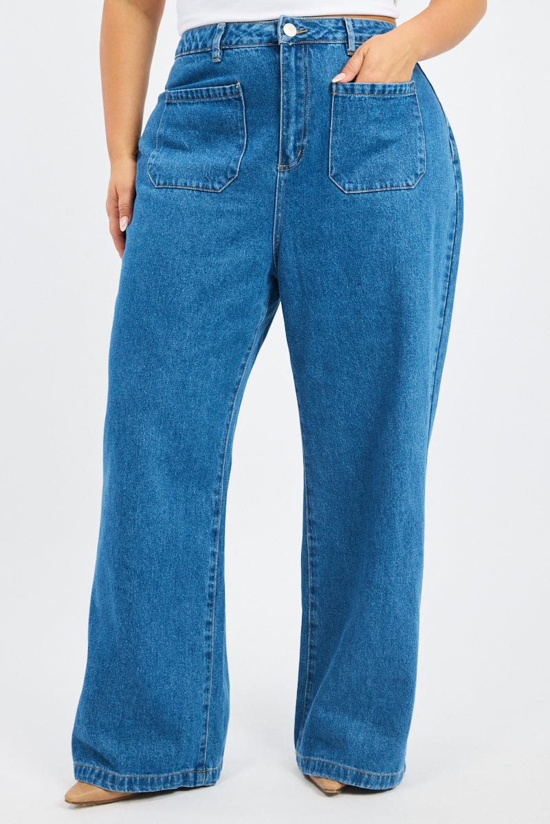 Denim Wide Leg Jeans High Rise for YouandAll Fashion