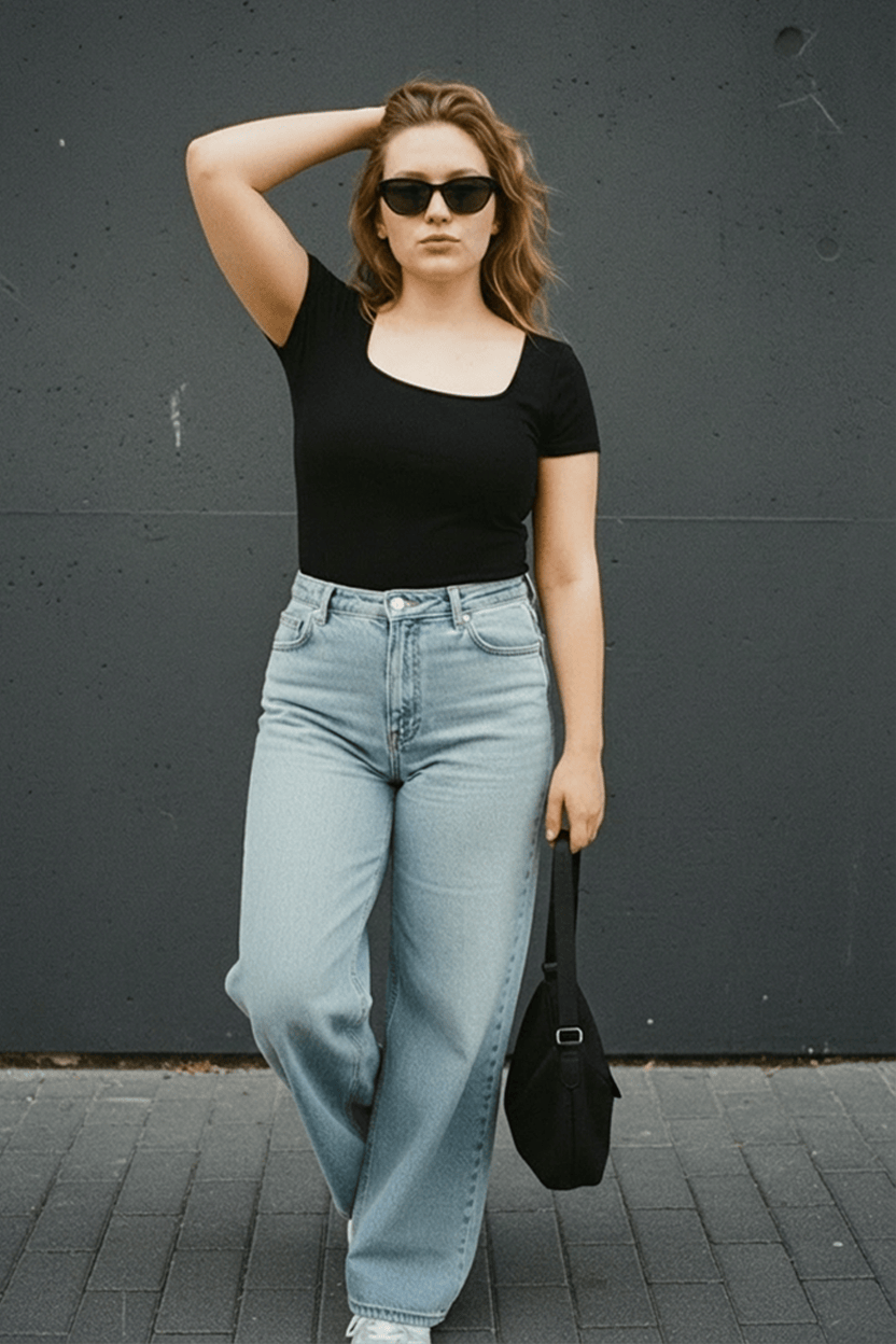 Denim Baggy Jeans Mid Rise