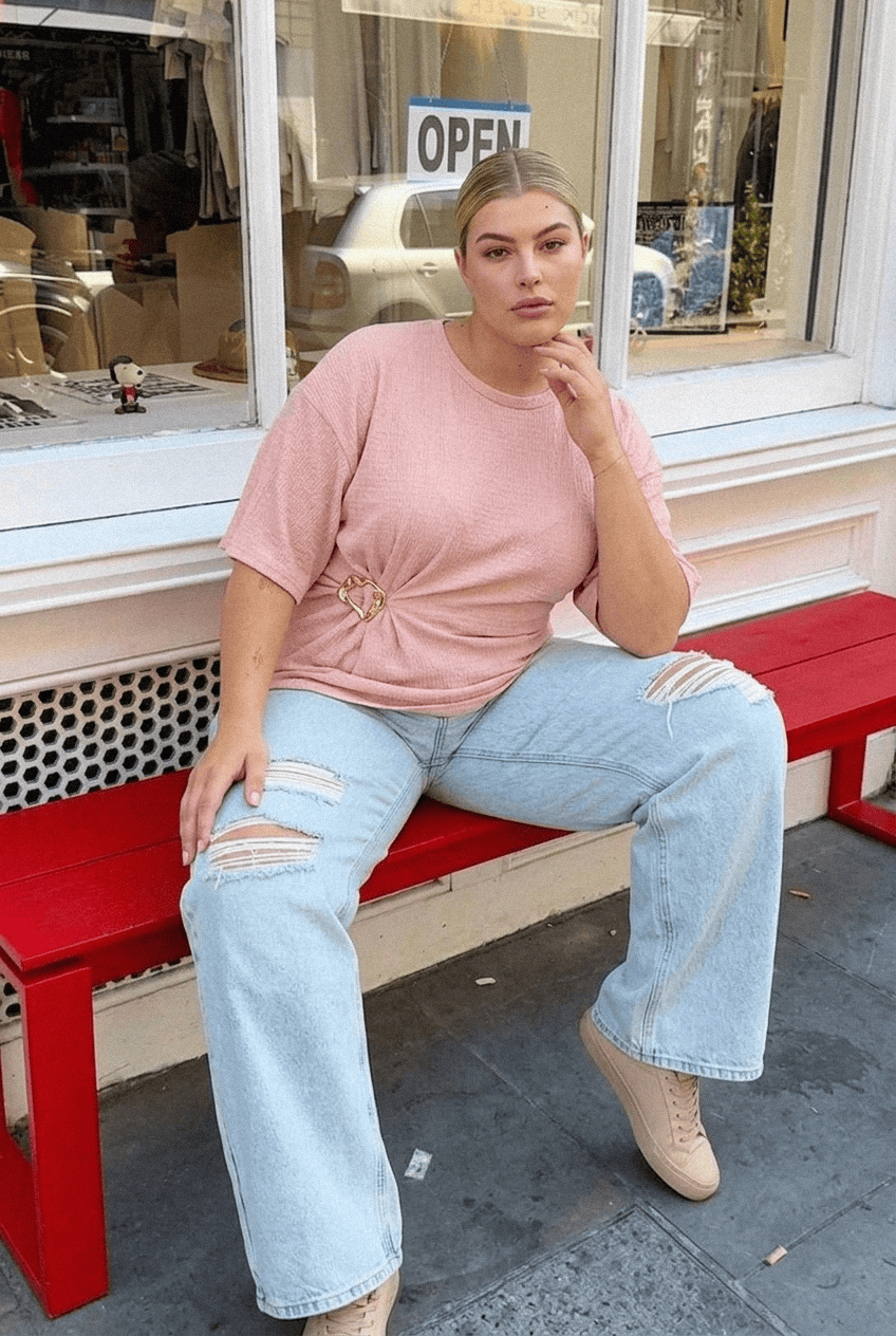 Denim Straight Jeans Mid Rise for YouandAll Fashion