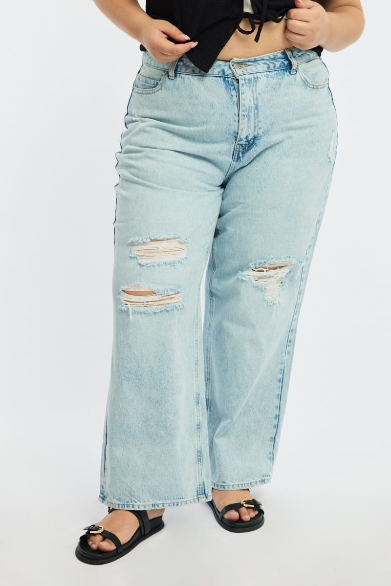 Denim Straight Jeans Mid Rise for YouandAll Fashion