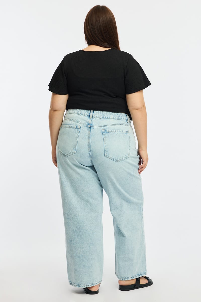 Denim Straight Jeans Mid Rise for YouandAll Fashion