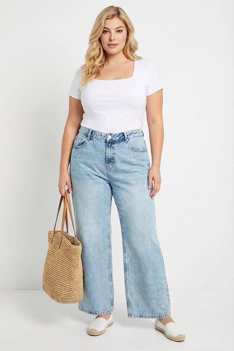 Denim Straight Jeans Mid Rise for YouandAll Fashion
