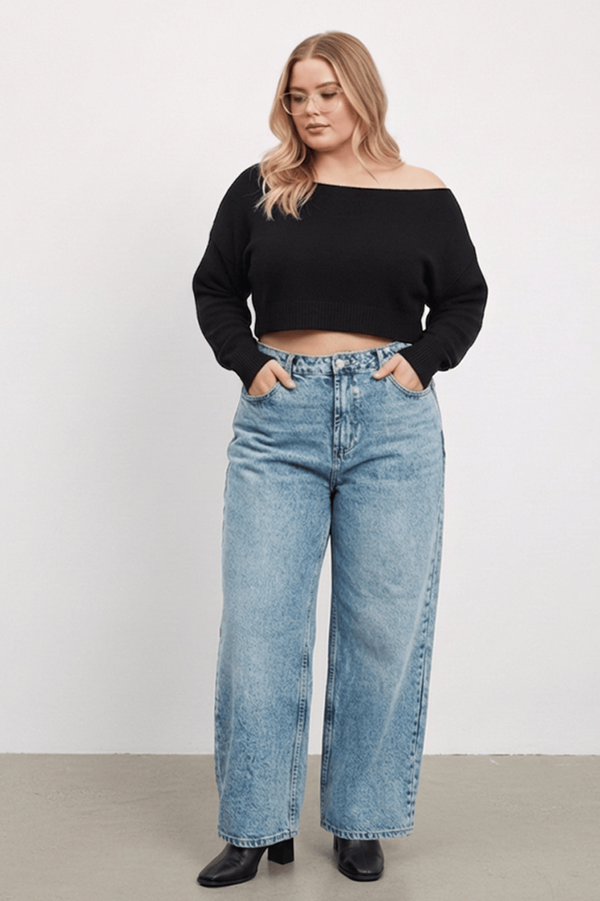 Denim Straight Jeans Mid Rise for YouandAll Fashion