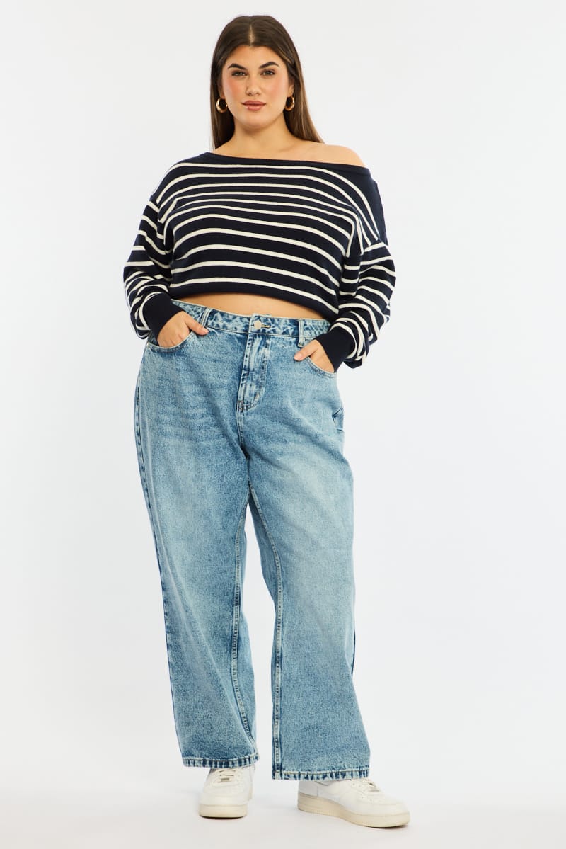Denim Straight Jeans Mid Rise for YouandAll Fashion