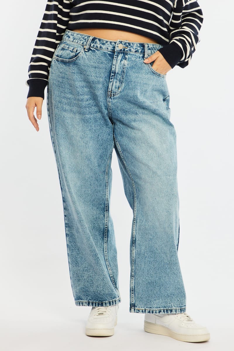 Denim Straight Jeans Mid Rise for YouandAll Fashion