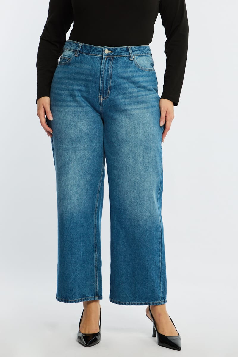 Denim Baggy Jeans Mid Rise for YouandAll Fashion