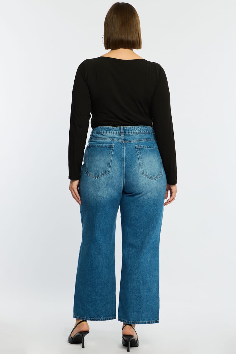 Denim Baggy Jeans Mid Rise for YouandAll Fashion