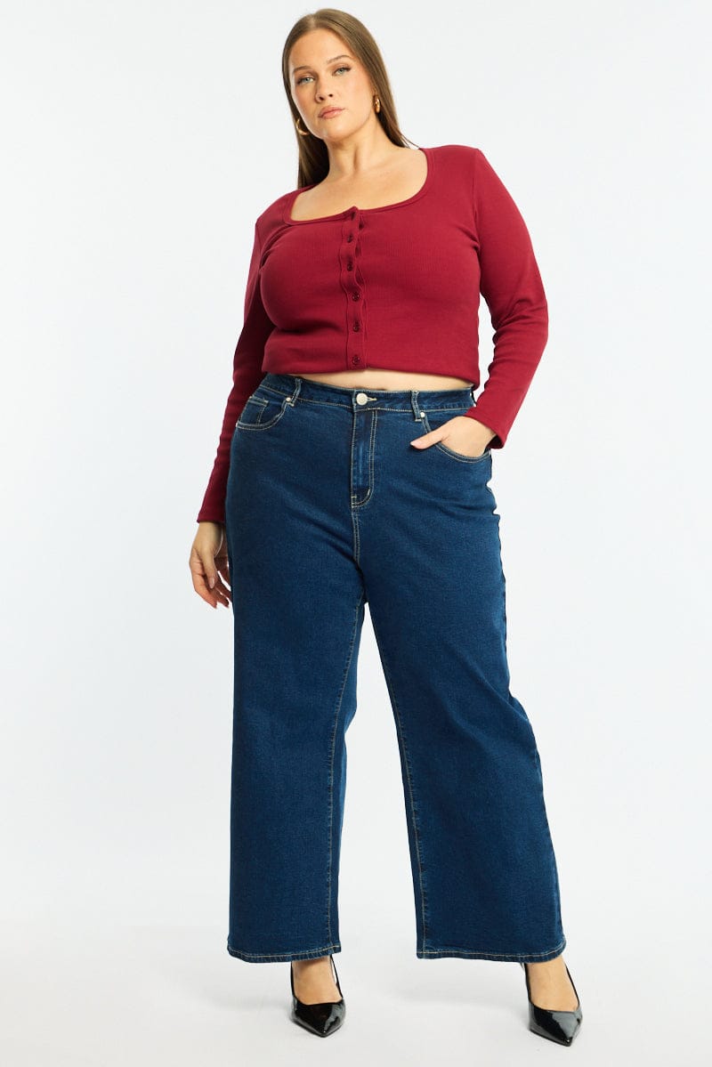 Denim Wide Leg Jeans Stretch for YouandAll Fashion