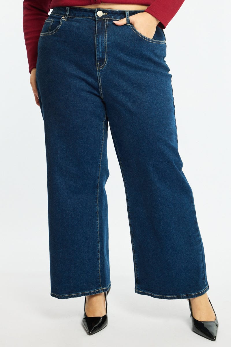 Denim Wide Leg Jeans Stretch for YouandAll Fashion