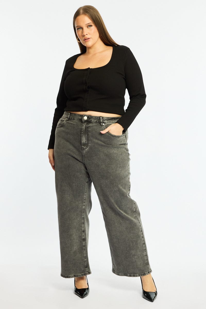 Denim Wide Leg Jeans Stretch for YouandAll Fashion