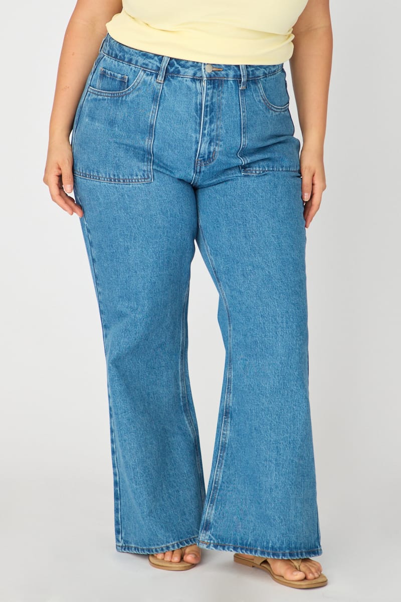Denim Wide Leg Jean Front Pocket for YouandAll Fashion