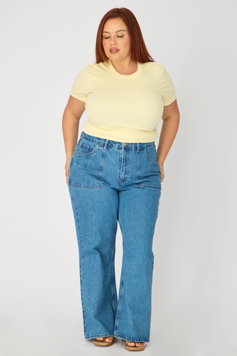 Denim Wide Leg Jean Front Pocket for YouandAll Fashion