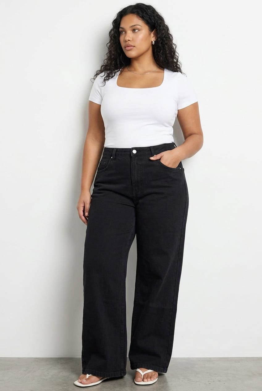 Denim Wide Leg Jeans Elasticated Waist for YouandAll Fashion