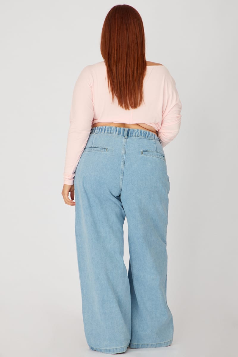 Denim Wide Leg Jeans Elasticated Waist for YouandAll Fashion
