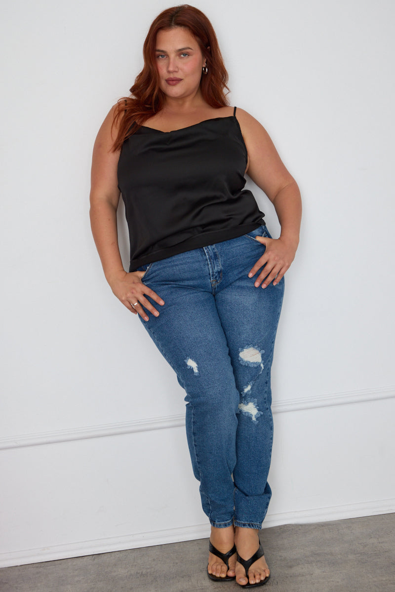 Blue Plus High Rise Rip Jeans for YouandAll Fashion