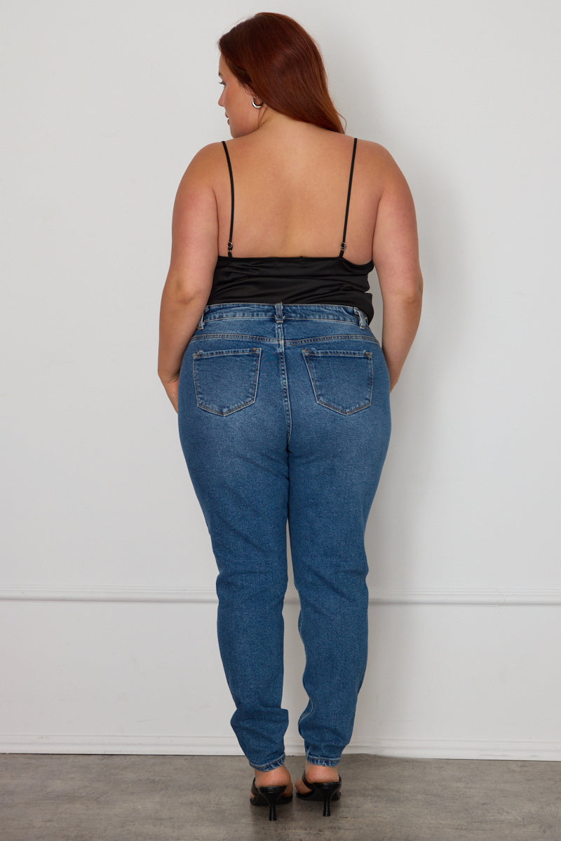 Blue Plus High Rise Rip Jeans for YouandAll Fashion